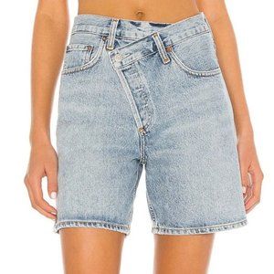 AGOLDE Blue Denim / Jean Criss Cross Asymmetric High Rise Shorts Size 25